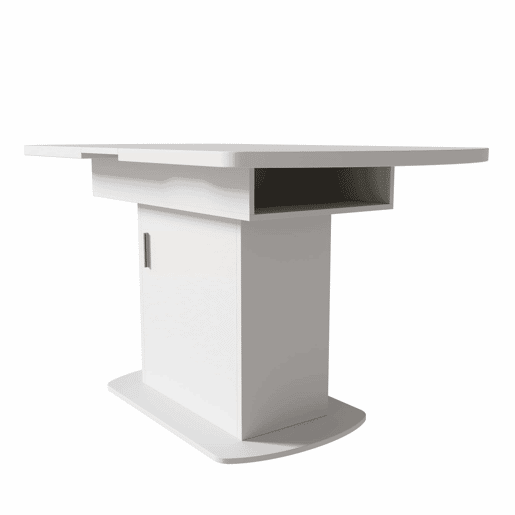 Mesa de jantar oval retrátil - com espaço de arrumação e pega dourada - Branca