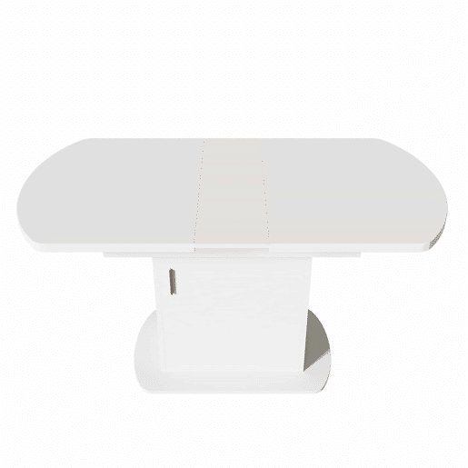 Mesa de jantar oval retrátil - com espaço de arrumação e pega dourada - Branca