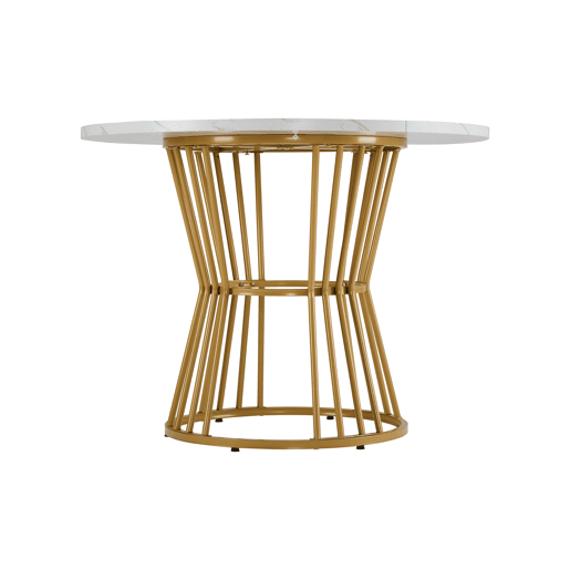 Mesa de jantar 1 peça - Mesa de cozinha com estrutura metálica, design moderno em mármore - Branco