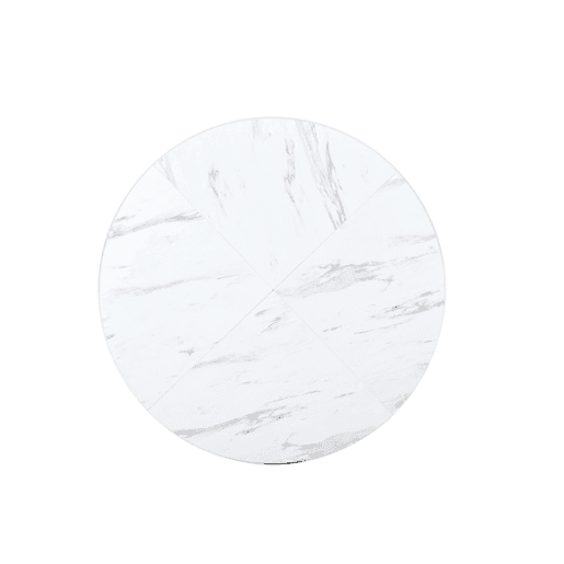 Mesa de jantar 1 peça - Mesa de cozinha com estrutura metálica, design moderno em mármore - Branco