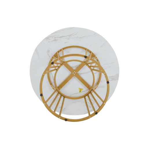 Mesa de jantar 1 peça - Mesa de cozinha com estrutura metálica, design moderno em mármore - Branco