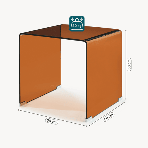 Mesa lateral de vidro Varlofrek montada 50x50x50 cm Castanho en.casa