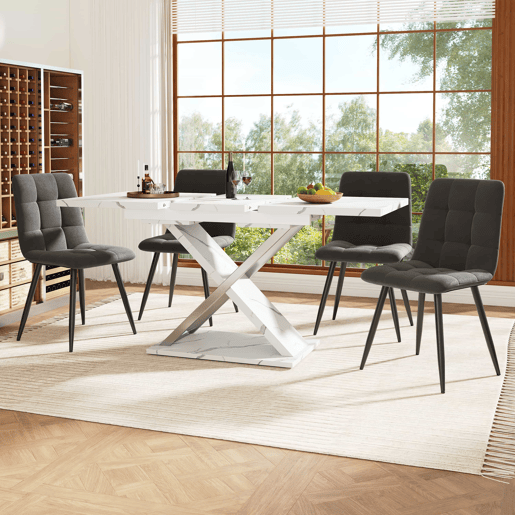 Mesa extensível 118-157 cm - Mesa de jantar e cozinha com pernas cruzadas - Branco