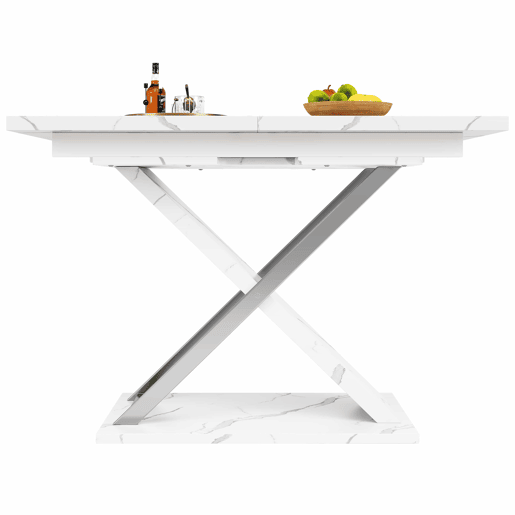 Mesa extensível 118-157 cm - Mesa de jantar e cozinha com pernas cruzadas - Branco