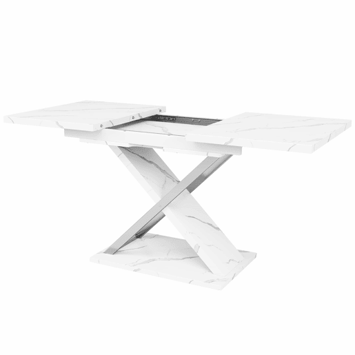 Mesa extensível 118-157 cm - Mesa de jantar e cozinha com pernas cruzadas - Branco