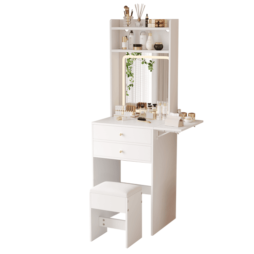 Toucador de mdf com espelho e 2 gavetas,branco Toucador de mdf com espelho e 2 gavetas,branco