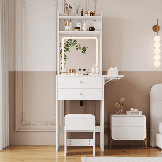 Toucador de mdf com espelho e 2 gavetas,branco Toucador de mdf com espelho e 2 gavetas,branco