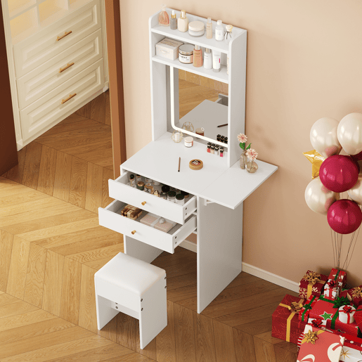Toucador de mdf com espelho e 2 gavetas,branco Toucador de mdf com espelho e 2 gavetas,branco