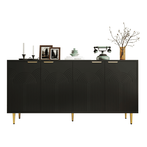 Aparador de mdf com 4 portas,preto