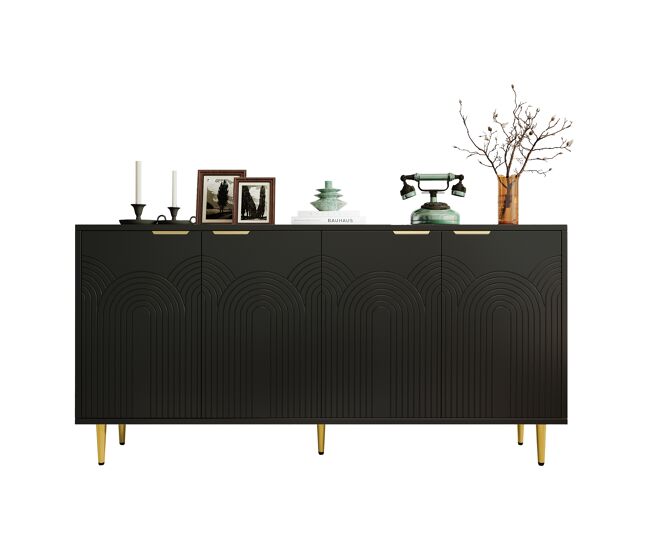 Aparador de mdf con 4 puertas,negro