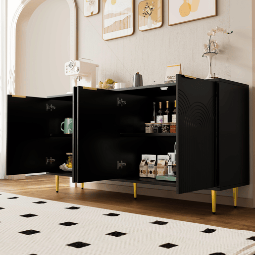 Aparador de mdf com 4 portas,preto