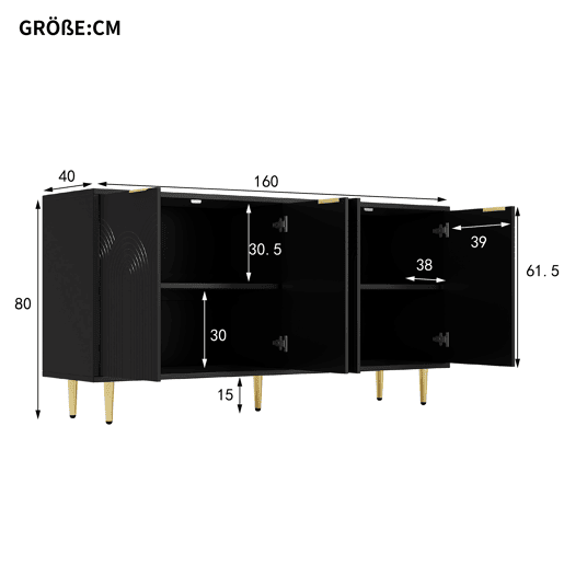 Aparador de mdf com 4 portas,preto