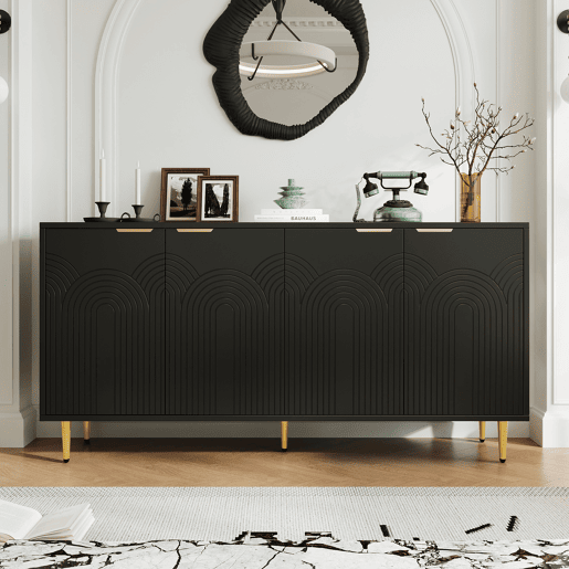 Aparador de mdf com 4 portas,preto