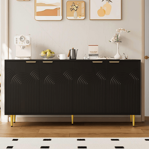 Aparador de mdf com 4 portas,preto