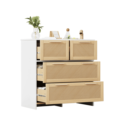 Cômoda dupla de mdf com 4 gavetas,natural+branco Cômoda dupla de mdf com 4 gavetas,natural+branco