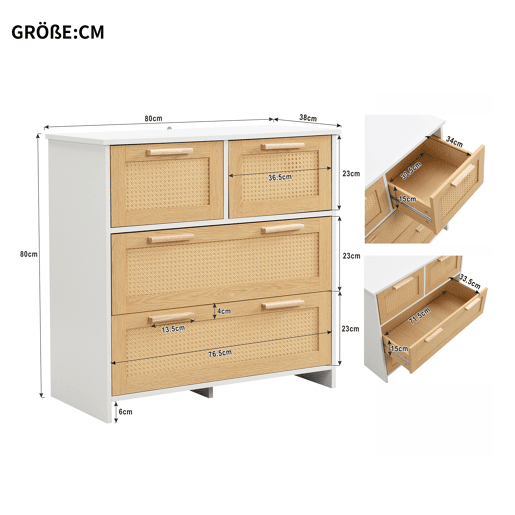 Cômoda dupla de mdf com 4 gavetas,natural+branco Cômoda dupla de mdf com 4 gavetas,natural+branco