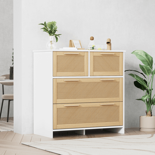 Cômoda dupla de mdf com 4 gavetas,natural+branco Cômoda dupla de mdf com 4 gavetas,natural+branco
