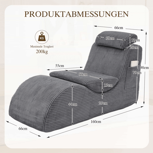 Poltrona ergonómica - design exclusivo, espuma de compressão, capa removível - Cinza escuro