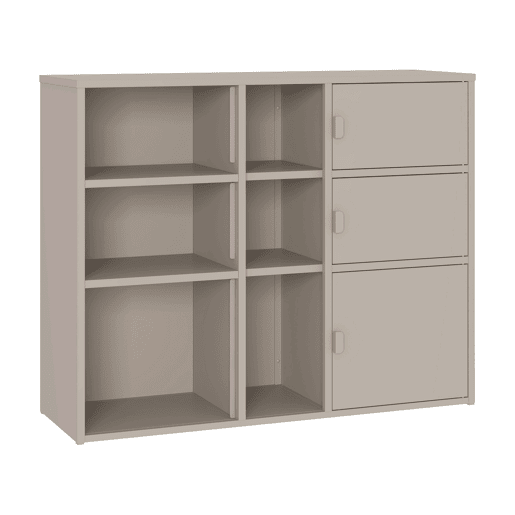 Armário de arquivo Kliri com 3 portas aço 100x32x81 cm Camelo en.casa