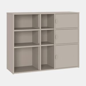Armário de arquivo Kliri com 3 portas aço 100x32x81 cm Camelo en.casa