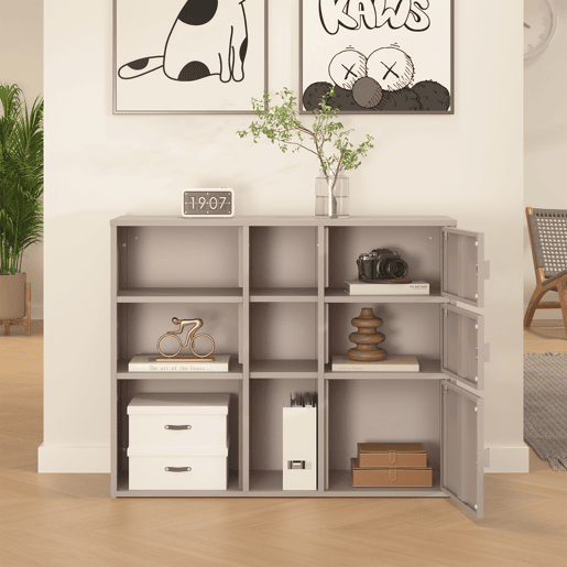 Armário de arquivo Kliri com 3 portas aço 100x32x81 cm Camelo en.casa