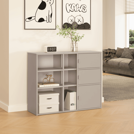 Armário de arquivo Kliri com 3 portas aço 100x32x81 cm Camelo en.casa