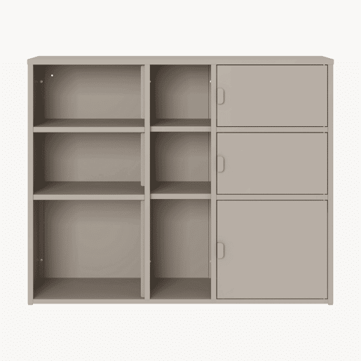 Armário de arquivo Kliri com 3 portas aço 100x32x81 cm Camelo en.casa