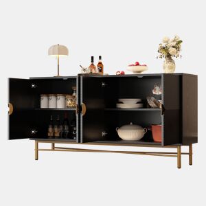 Aparador de mdf com 4 portas,preto
