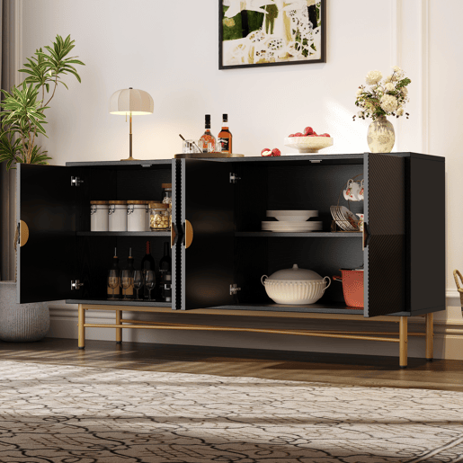 Aparador de mdf com 4 portas,preto