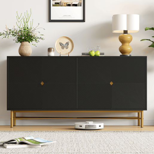 Aparador de mdf com 4 portas,preto