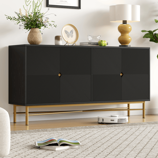 Aparador de mdf com 4 portas,preto