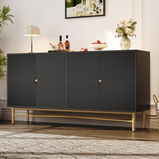 Aparador de mdf com 4 portas,preto