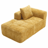 Sofá Chaiselongue confortável - Sem montagem, macio com almofadas e bolsos laterais - Amarelo