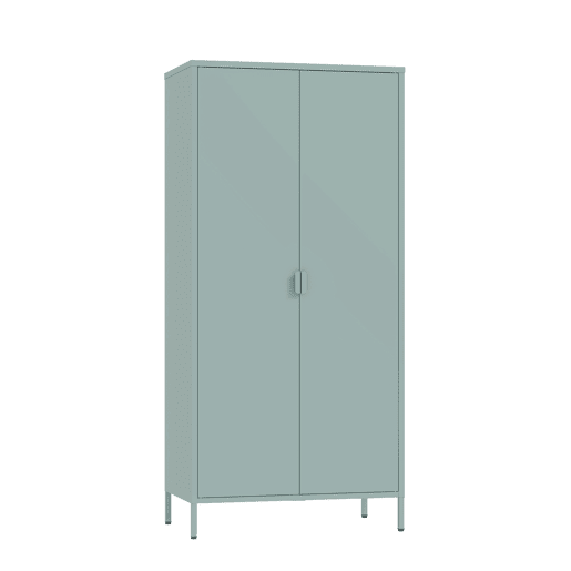 Roupeiro Esteli 2 varões 4 prateleiras reguláveis aço 170x80x45 cm Verde menta en.casa