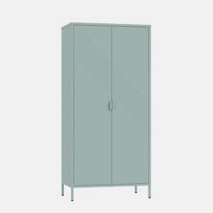 Roupeiro Esteli 2 varões 4 prateleiras reguláveis aço 170x80x45 cm Verde menta en.casa