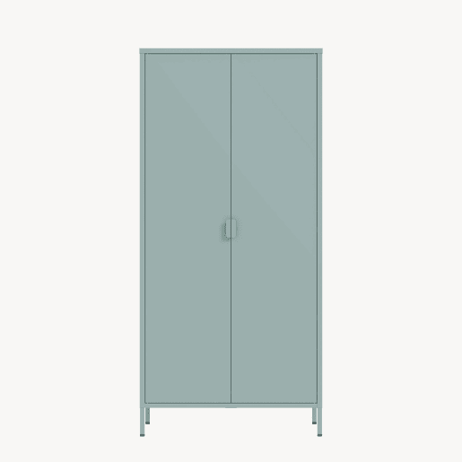 Roupeiro Esteli 2 varões 4 prateleiras reguláveis aço 170x80x45 cm Verde menta en.casa