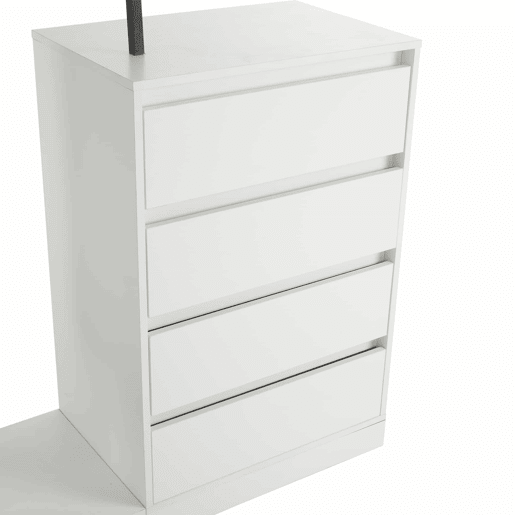 Armário com gavetas + 140x40x135 cm - armário guarda-roupa com barra - branco