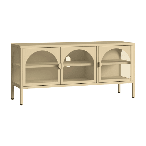 Vitrina aparador Klippestad 3 portas aço 118x35x55 cm cor de camelo en.casa