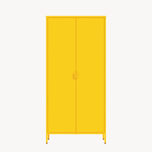 Roupeiro Esteli 2 varões 4 prateleiras reguláveis aço 170x80x45 cm Amarelo en.casa