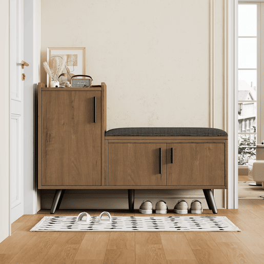 Sapateira de painel de partículas com 3 portas,natural