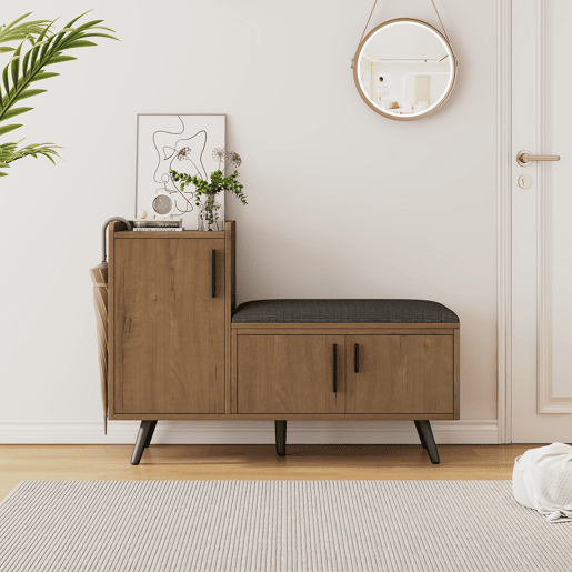Sapateira de painel de partículas com 3 portas,natural