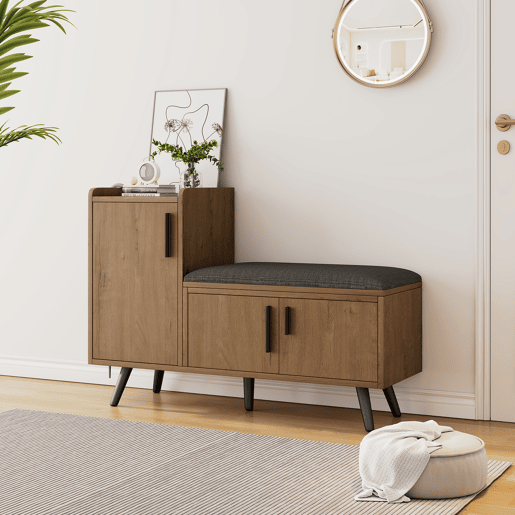 Sapateira de painel de partículas com 3 portas,natural