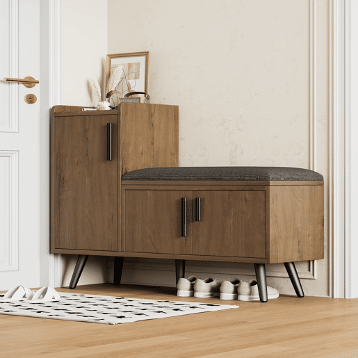 Sapateira de painel de partículas com 3 portas,natural