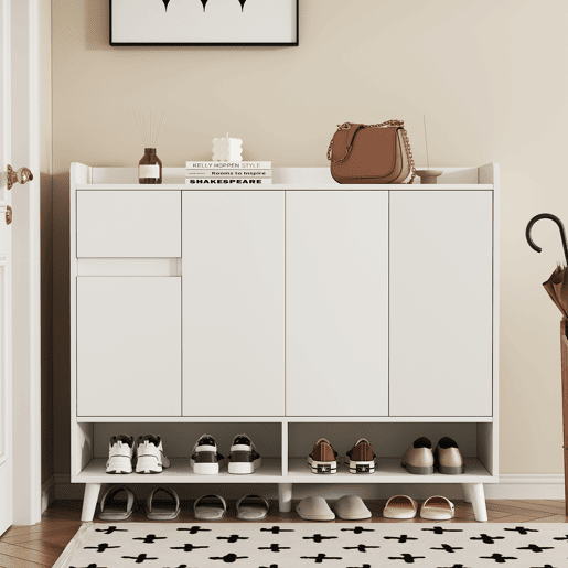 Sapateira de painel de partículas com 4 portas,branco