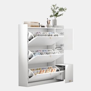 Sapateira de painel de partículas com 1 porta e 3 tabuleiros,branco