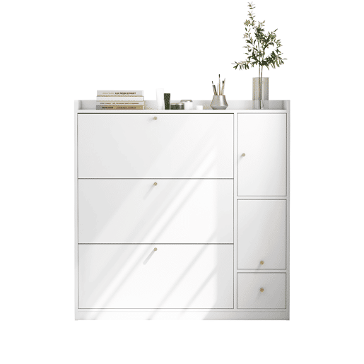 Sapateira de painel de partículas com 1 porta e 3 tabuleiros,branco