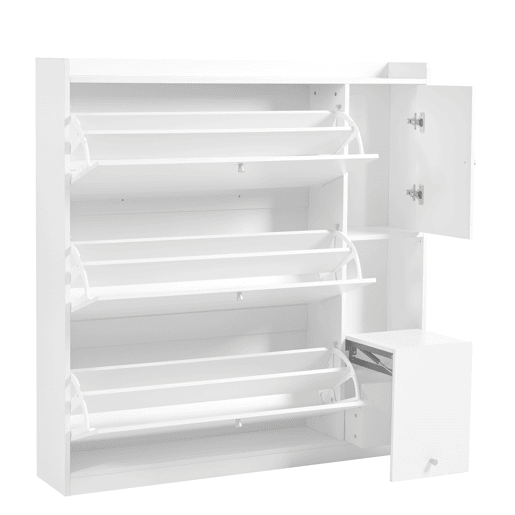 Sapateira de painel de partículas com 1 porta e 3 tabuleiros,branco