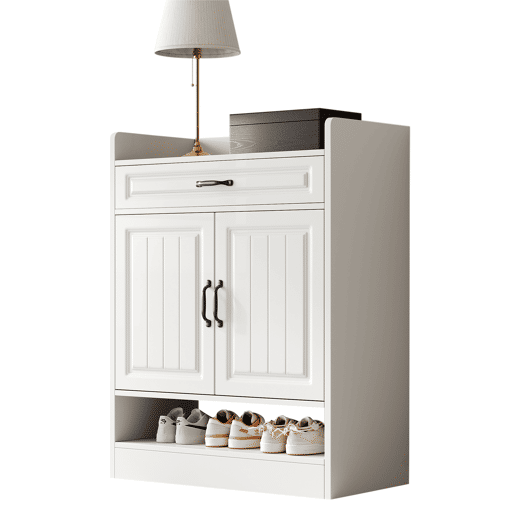 Sapateira de painel de partículas com 2 portas,branco