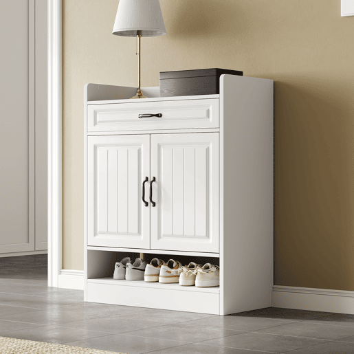 Sapateira de painel de partículas com 2 portas,branco
