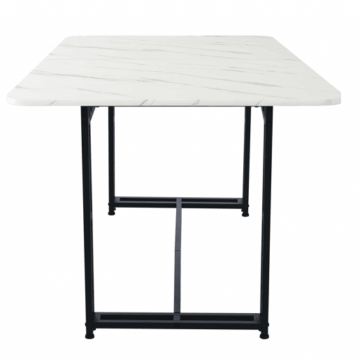 Mesa de jantar - tampo em mármore - pés em metal preto - 140x80cm - Preto e branco